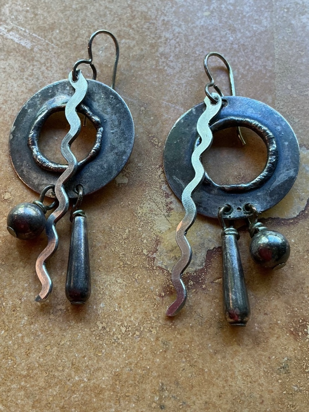 Handmade  Brutalist artisan earrings. Lochlin Smith